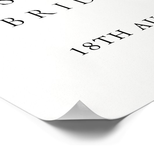 ミニマルシンプルリストブライダルシャワーウェルカムサイン ポスター (角)