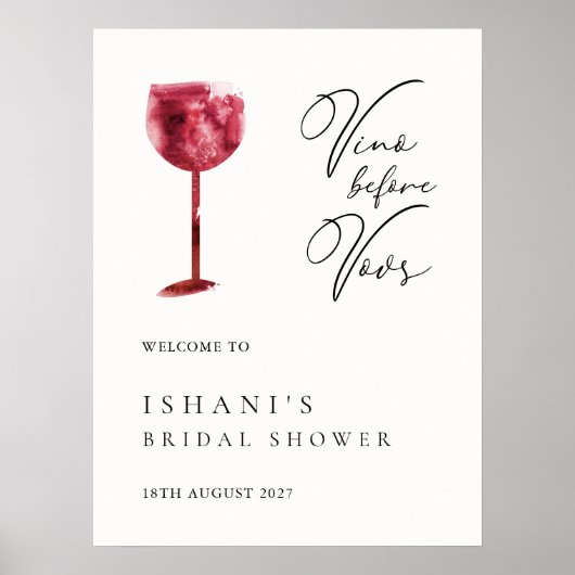 ミニマルシンプルリストブライダルシャワーウェルカムサイン ポスター (正面)