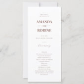ミニマルシンプルリストブラウンエレガントな結婚式プログラム (正面)