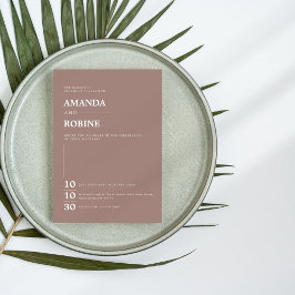 ミニマルシンプルリストブラウンエレガントな結婚式 招待状