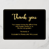 ミニマルシンプルリストブラックと金ゴールド記念葬儀 箔招待状 (正面)