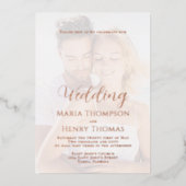 ミニマルシンプルリストブラックスクリプト書道写真 箔招待状 (正面)