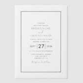 ミニマルシンプルリストブラック&ホワイト結婚式招待状 ベラム紙招待状 (正面)