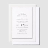 ミニマルシンプルリストブラック&ホワイト結婚式招待状 ベラム紙招待状 (オフセット)