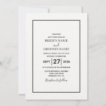 ミニマルシンプルリストブラック&ホワイト結婚式招待状