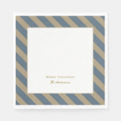 ミニマルシンプルリストブルーとベージュメリークリスマス スタンダードランチョンナプキン (正面)