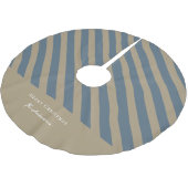 ミニマルシンプルリストブルーとベージュメリークリスマス ブラッシュドポリエステルツリースカート (アングル)