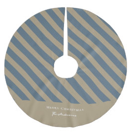 ミニマルシンプルリストブルーとベージュメリークリスマス ブラッシュドポリエステルツリースカート