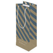 ミニマルシンプルリストブルーとベージュメリークリスマス ワインギフトバッグ (裏面アングル)