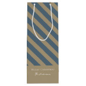 ミニマルシンプルリストブルーとベージュメリークリスマス ワインギフトバッグ (裏面)