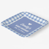 ミニマルシンプルリストブルーギンガムボーイベビーシャワー ペーパープレート (傾斜あり)