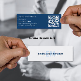 ミニマルシンプルリストブルー&ホワイトイニシャル スキニー名刺