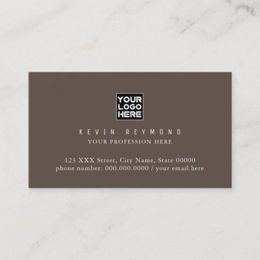 ミニマルシンプルリストベーシック茶色がかったプロフェッショナル 名刺 (正面)