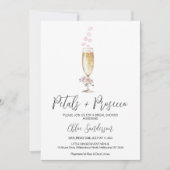ミニマルシンプルリストペタルプロセッコブライダルシャワー 招待状 (正面)