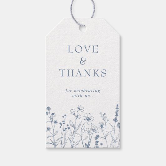 ミニマルシンプルリストペリウィンクルワイルドフラワーありがとう ギフトタグ (正面)