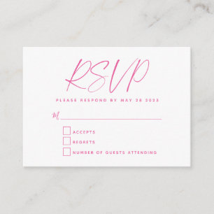 ミニマルシンプルリストホットピンクスクリプトRSVP エンクロージャーカード