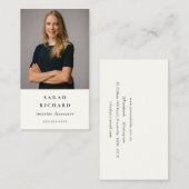 ミニマルシンプルリストホワイトプロフェッショナルカスタム写真 名刺 (正面/裏面)