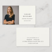 ミニマルシンプルリストホワイトプロフェッショナルカスタム写真 名刺 (正面/裏面)