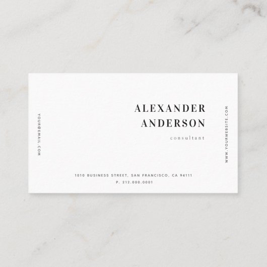 ミニマルシンプルリストホワイトプロフェッショナル名刺 名刺 (裏面)