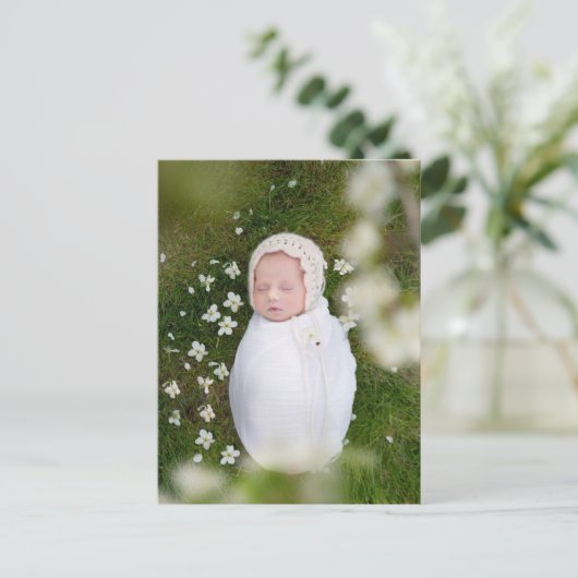 ミニマルシンプルリストポートレート写真ベビー発表 ポストカード (スタンド正面)
