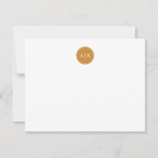 ミニマルシンプルリストマスタードイエローモノグラム ノートカード (正面)