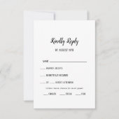 ミニマルシンプルリストメニュー選択ウェディングRSVPカード 出欠カード (正面)