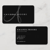 ミニマルシンプルリストモノクロ文字モノグラム 名刺 (正面/裏面)