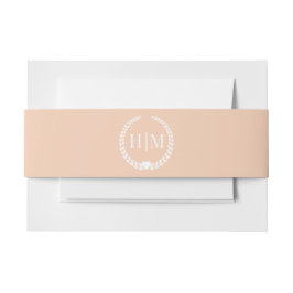 ミニマルシンプルリストライトパステルピーチモノグラム 招待状ベリーバンド