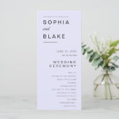 ミニマルシンプルリストラベンダー結婚式 プログラム (スタンド正面)