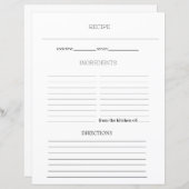 ミニマルシンプルリストレシピクックブックシートページ (正面/裏面)