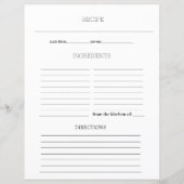 ミニマルシンプルリストレシピクックブックシートページ (正面)