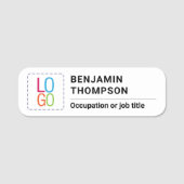 ミニマルシンプルリストロゴと名前ビジネスホワイトの追加 名札 (正面)