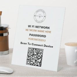 ミニマルシンプルリストロゴQRコードWifi詳細 台座サイン