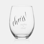 ミニマルシンプルリスト応援と名前 ステムなしワイングラス (正面)