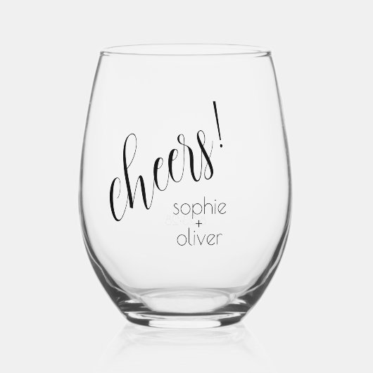 ミニマルシンプルリスト応援と名前 ステムなしワイングラス (正面)