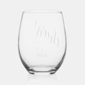 ミニマルシンプルリスト応援と名前 ステムなしワイングラス (裏面)