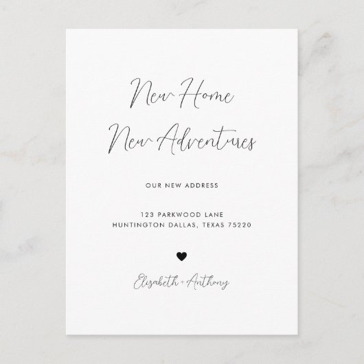 ミニマルシンプルリスト新しいホーム新しい冒険の移動 案内ポストカード (正面)