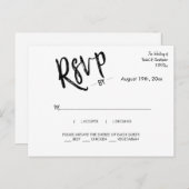 ミニマルシンプルリスト書道スクリプト応答RSVP ポストカード (正面/裏面)