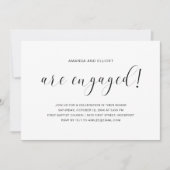 ミニマルシンプルリスト白黒婚約パーティ 招待状 (正面)