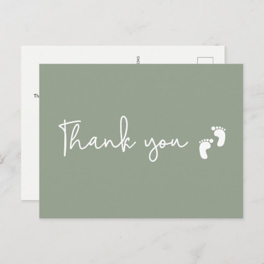 ミニマルシンプルリスト赤ちゃんシャワーセージ緑 ポストカード (正面/裏面)