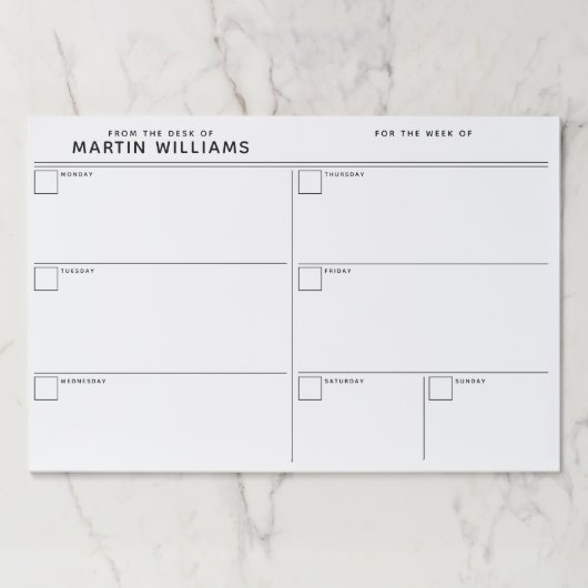 ミニマルシンプルリスト週間オーガナイザデスク ペーパーパッド (正面)