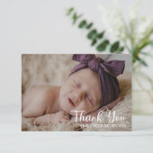 ミニマルシンプルリスト1枚フォトベビーシャワーありがとう サンキューカード (スタンド正面)