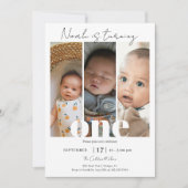 ミニマルシンプルリスト1st誕生日フォトコラージュ 招待状 (正面)