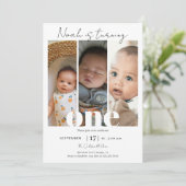 ミニマルシンプルリスト1st誕生日フォトコラージュ 招待状 (スタンド正面)