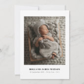 ミニマルシンプルリスト2フォトベビー誕生 案内状 (裏面)