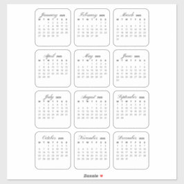 ミニマルシンプルリスト2025年カレンダー月 シール