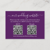 ミニマルシンプルリスト2 QRウェディングRSVP詳細紫 エンクロージャーカード (正面)