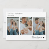 ミニマルシンプルリスト3ハート付き結婚写真 サンキューカード (正面)