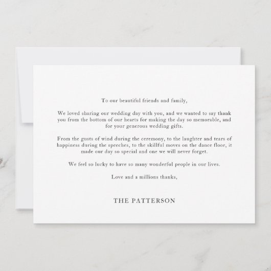 ミニマルシンプルリスト3ハート付き結婚写真 サンキューカード (裏面)