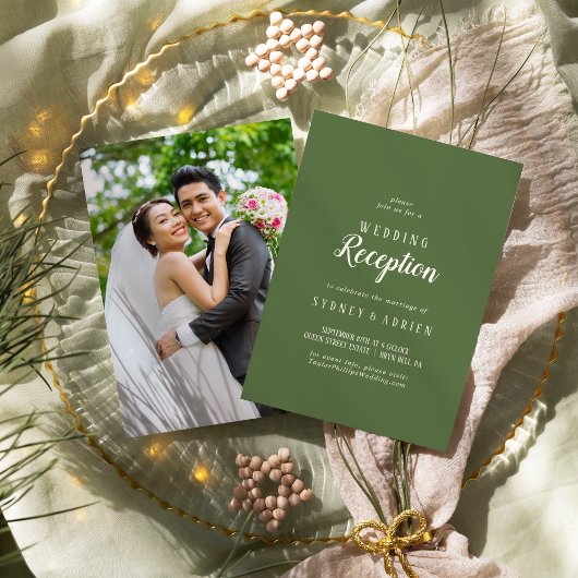 ミニマルシンプルリスト|ダークセージ写真披露宴のみ 招待状